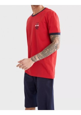 Defacto  Erkek Kırmızı Regular Fit Marin Baskılı Pijama Takımı U6056AZ21SM