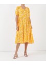 Ashilda Kadın Sarı Yaprak Desenli Elbise 20EL043