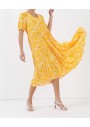 Ashilda Kadın Sarı Yaprak Desenli Elbise 20EL043