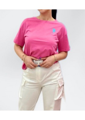 U.S. Polo Assn. Sırt Baskılı Yuvarlak Yaka Pembe T-shirt 1567048-23