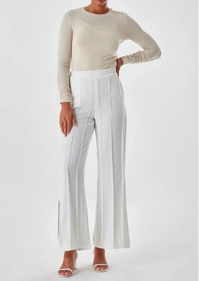 Mizalle Çima Detaylı Geniş Paça Siyah Pantolon M2MZ1010130067