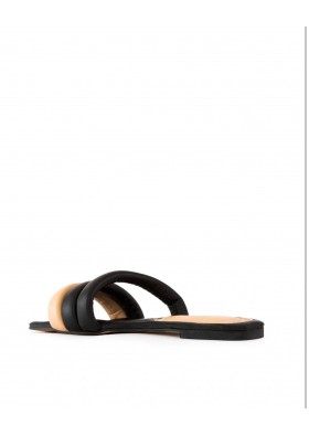 Sole Sisters Orijinal Deri Düz Terlik Siyah - Voretta