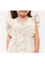 LC Waikiki Ekru Kare Yaka Kısa Kollu Baskılı Kız Bebek Elbise - S39416Z1-SWD