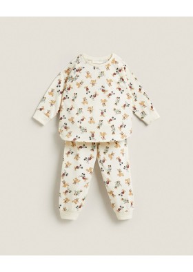 Zara Disney Mıckey Mouse Jersey Bej Pijama Takımı
