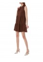 Fulla Moda Kadın Kahverengi Bürümcük Kumaş Düğmeli Elbise 7019
